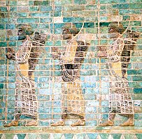 Procession of the Persian guards, the 'Immortals', from the Palace of Darius at Susa.