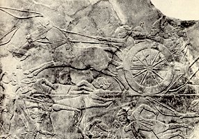 Detail of an Assyrian refief carving from the palace of Ashurbanipal, Nineveh