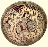 Ceramic bowl of the minai type from Kashan, Iran, dated 1187